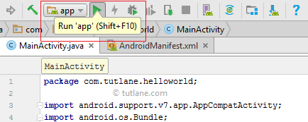 Android Hello World App - Run App using Shift + F10