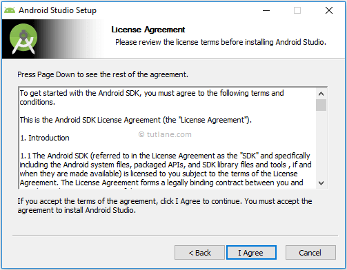 Android Studio Installation - Accept License Agreement Terms