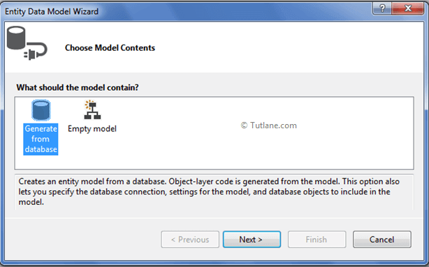 Choose Model Content for Ado.net model in database first approach