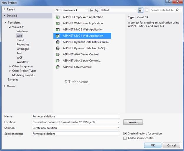 give name of project as remotevalidations in asp.net mvc application