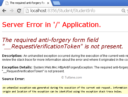 Error for cross site request forgery attack in asp.net mvc website