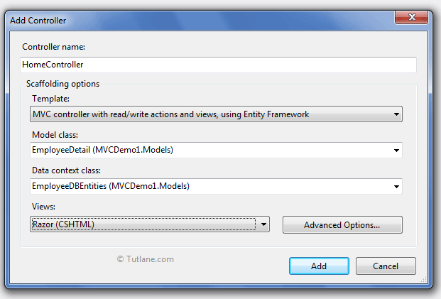 MVC controller with read/write action and views, using Entity framework
