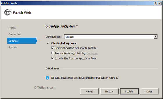 Select File Publish Options in File System to Deploy Website