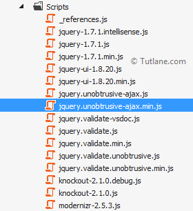 script folder with jquery unobstrusive ajax in asp.net mvc ajax helper methods