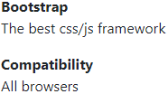 Bootstrap description lists example result