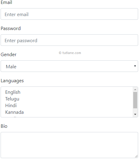 Bootstrap forms textual input controls example result