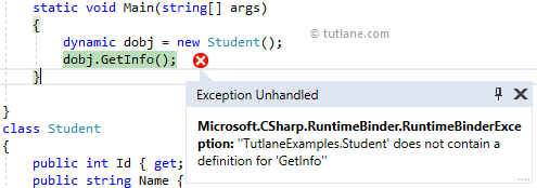 C# Assign Class Object to Dynamic Type Example Result
