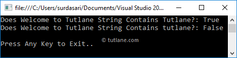 Visual Basic String Contains Method Example Result