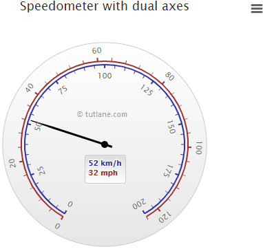 Highcharts Gauge Chart with Dual Axes Example Result