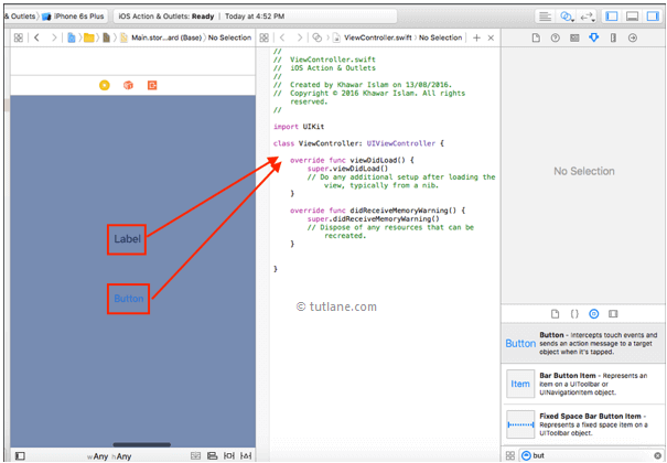 Map ios ui controls with viewcontroller.swift file in xcode editor