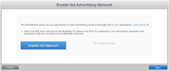 Register and enable iad network in apple iconnect