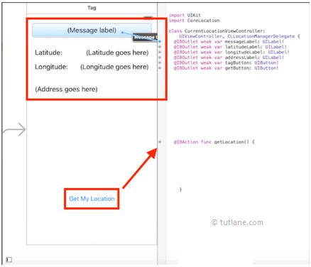 ios location app map controls to viewcontroller.swift file in xcode