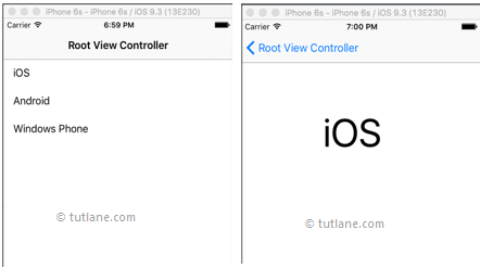 iOS splitview application example result in iphone
