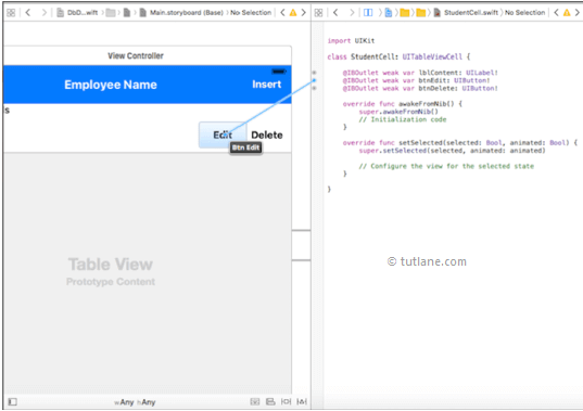 ios sqlite database app map controls to viewcontroller.swift file in xcode
