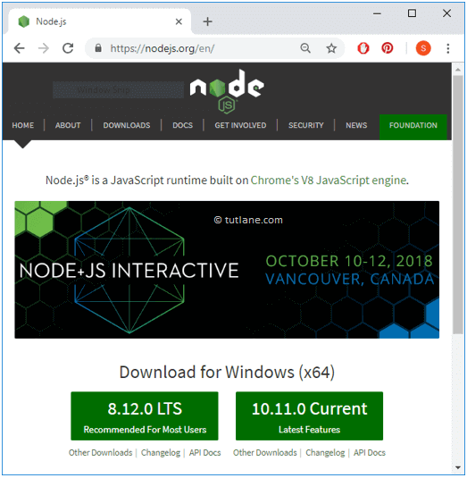 Dowload Node.js for Windows from Node.js Site
