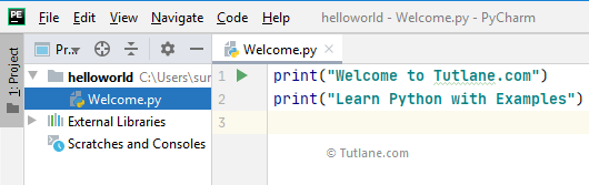 Write python code in pycharm editor