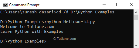 Python Shell or Interpreter Execute Hello World Program Script